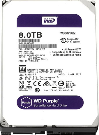 HD Purple 3.5" SATA 6Gb/s 8TB 5400rpm HDD