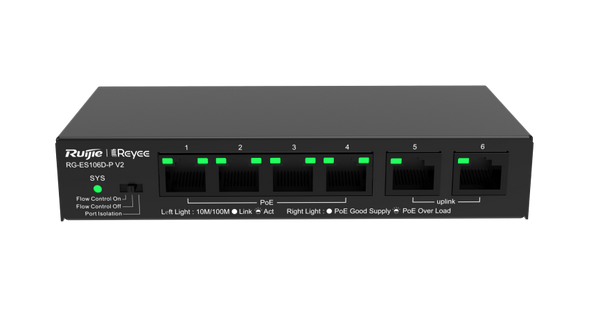 RG-ES106D-P, 6-port 10/100Mbps Desktop Unmanaged Switch